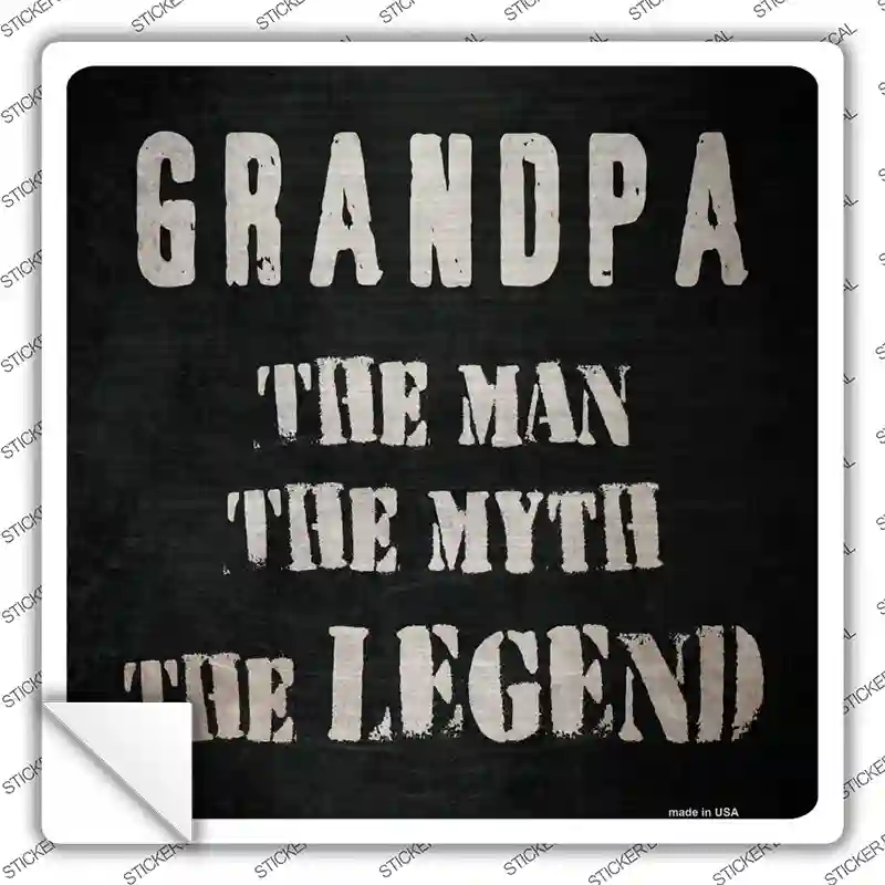 Grandpa The Legend Novelty Square Sticker Decal