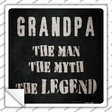 Grandpa The Legend Novelty Square Sticker Decal