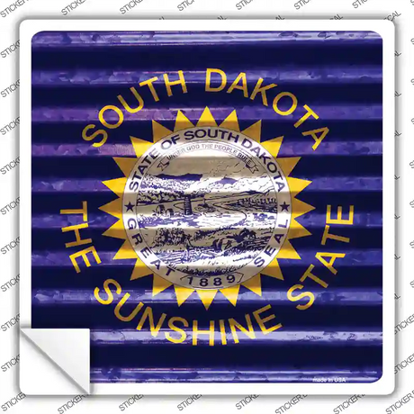 South Dakota Flag Corrugated Effect Novelty Square Sticker Decal