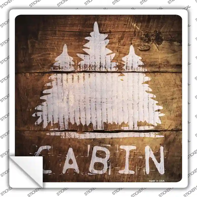 Cabin Painted Stencil Novelty Square Sticker Decal