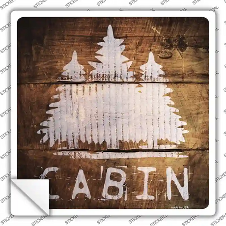 Cabin Painted Stencil Novelty Square Sticker Decal