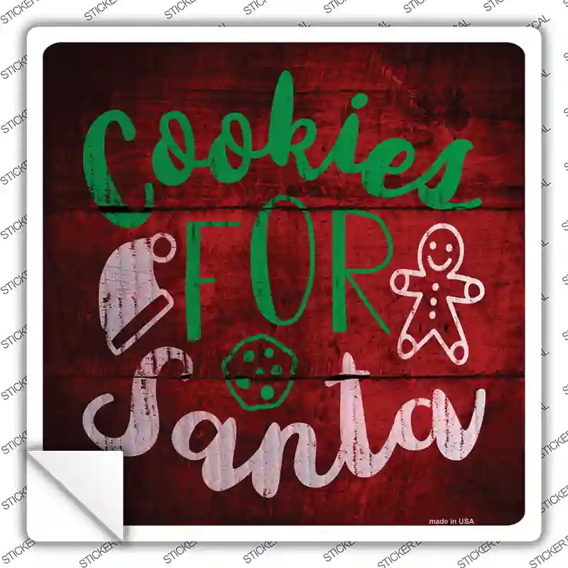 Cookies For Santa Novelty Square Sticker Decal