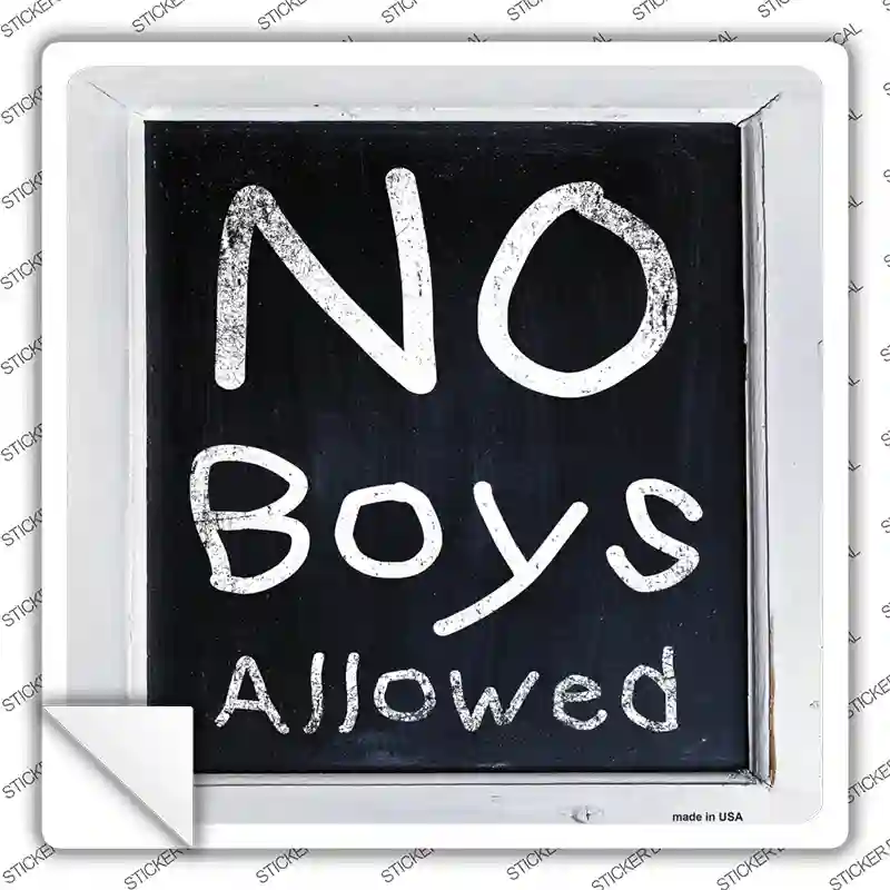 No Boys Allowed Novelty Square Sticker Decal