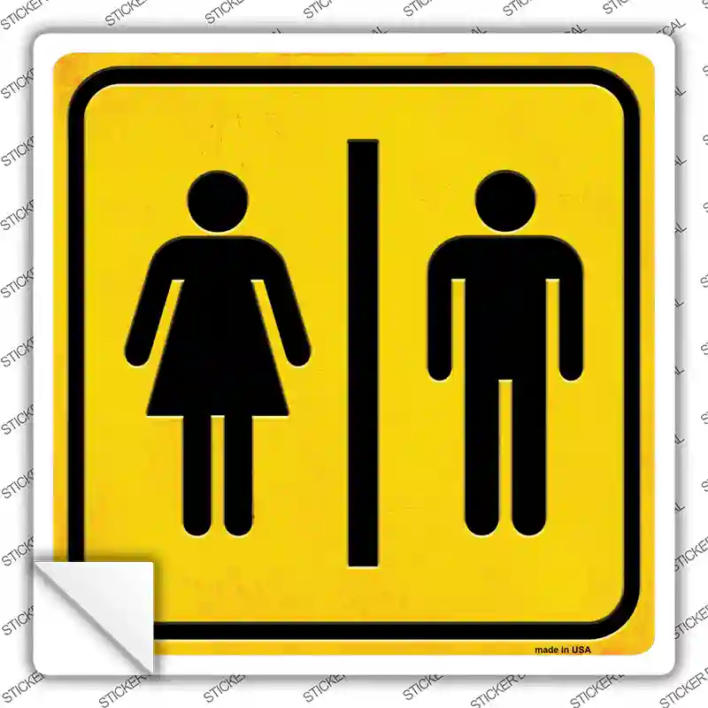 Men and Ladies Room Novelty Square Sticker Decal