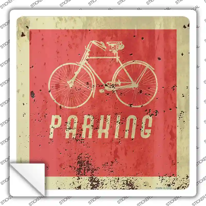 Bicycle Parking Novelty Square Sticker Decal