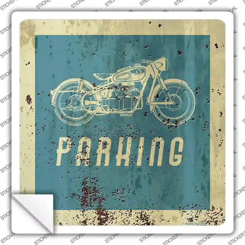 Motorcycle Parking Novelty Square Sticker Decal