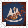 Louisiana Rusty Stamped Novelty Square Sticker Decal