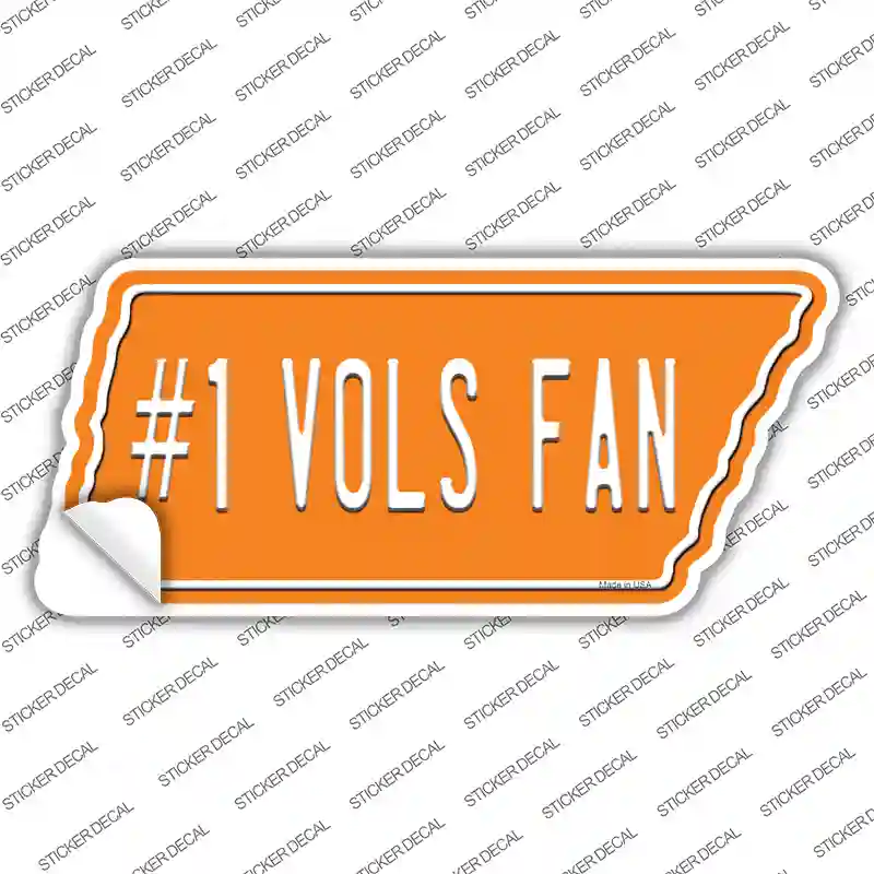 Number 1 Vols Fan Novelty Tennessee Shape Sticker Decal