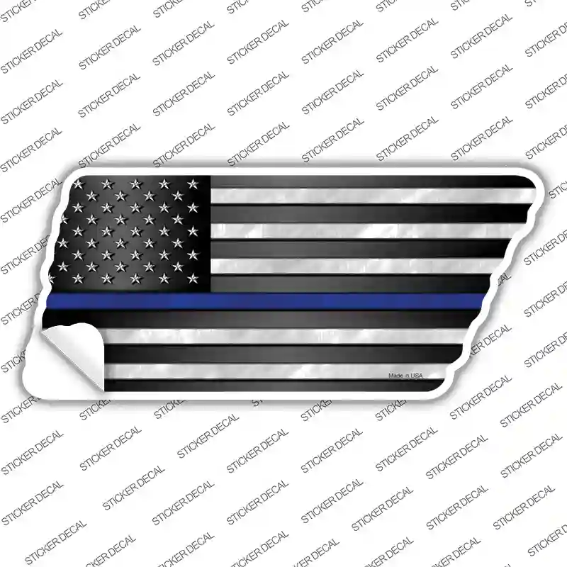 Thin Blue Line American Flag Novelty Tennessee Shape Sticker Decal