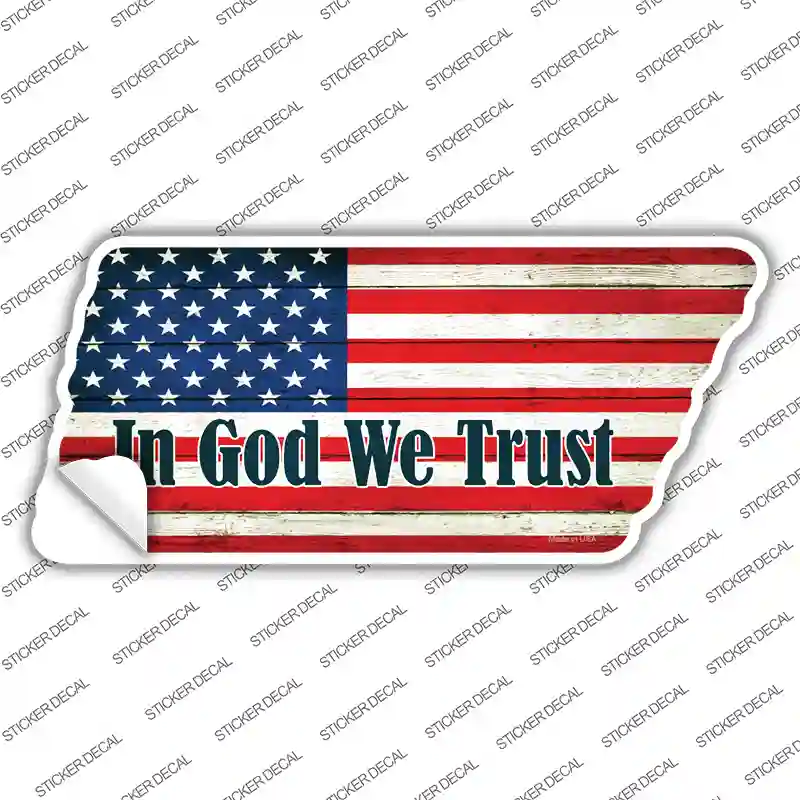 In God We Trust American Flag Novelty Tennessee Shape Sticker Decal