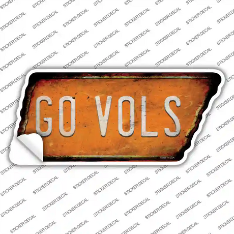Go Vols Novelty Rusty Tennessee Shape Sticker Decal