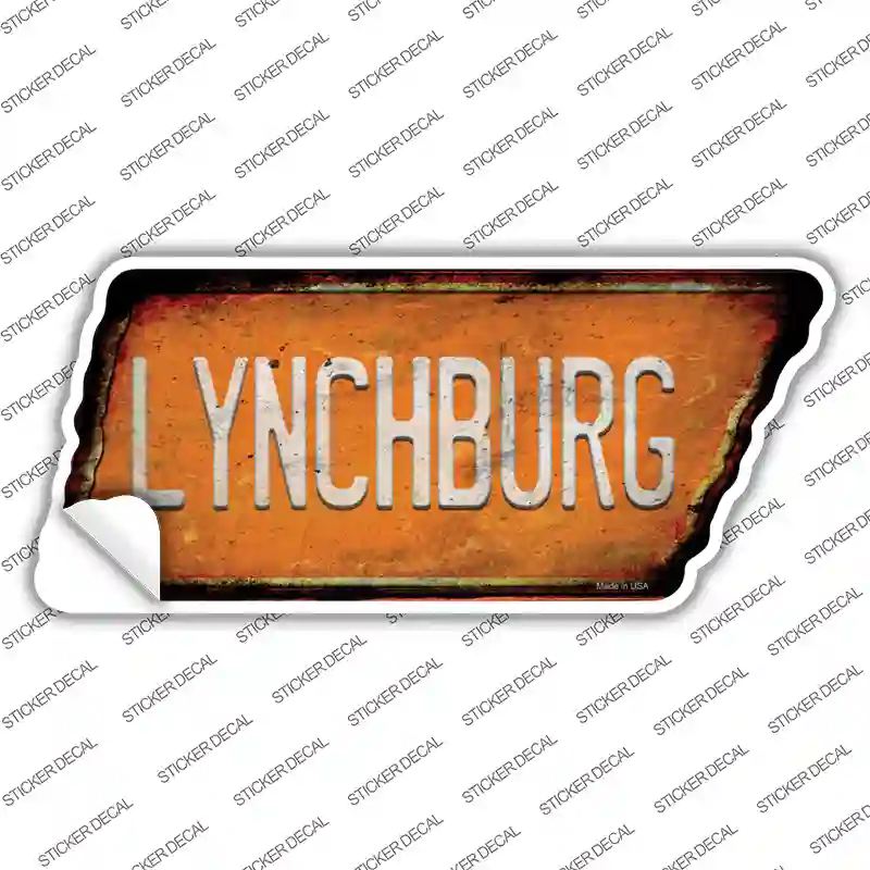Lynchburg Novelty Rusty Tennessee Shape Sticker Decal
