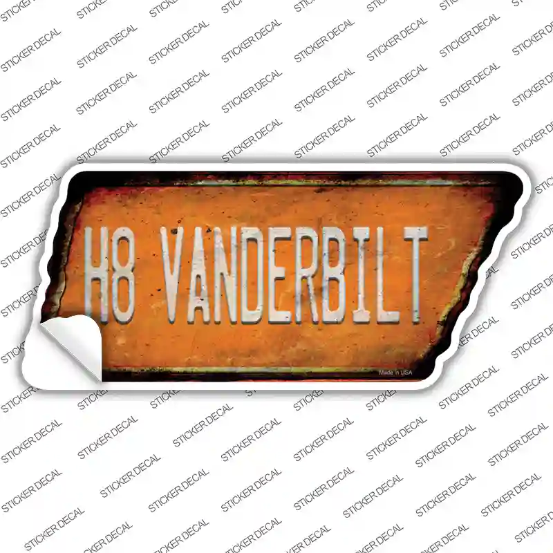 H8 Vanderbilt Novelty Rusty Tennessee Shape Sticker Decal