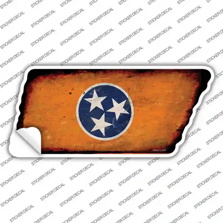 Orange Tennessee Flag Novelty Rusty Tennessee Shape Sticker Decal