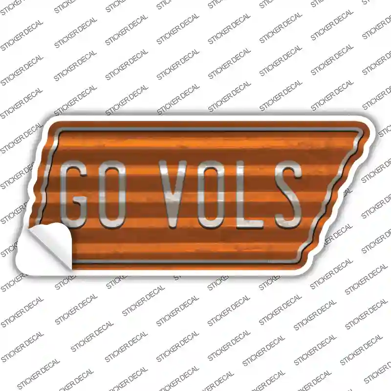 Go Vols Novelty Corrugated Tennessee Shape Sticker Decal