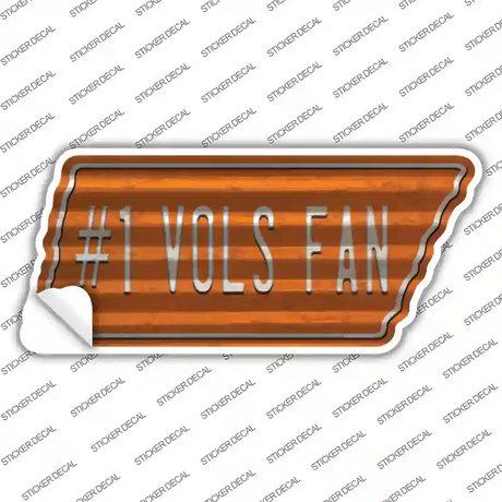 Number 1 Vols Fan Novelty Corrugated Tennessee Shape Sticker Decal