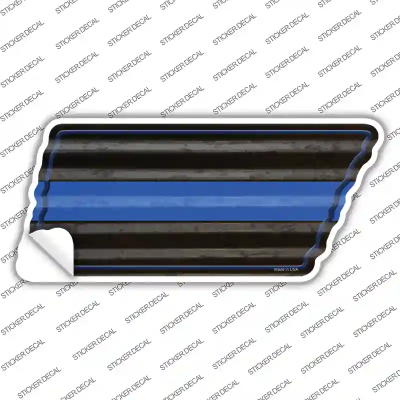 Thin Blue Line Novelty Corrugated Tennessee Shape Sticker Decal
