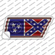 Tennessee Confederate Flag Novelty Corrugated Tennessee Shape Sticker Decal