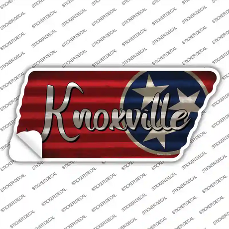 Knoxville Tri Star on Wood Novelty Corrugated Effect Tennessee Shape Sticker Decal