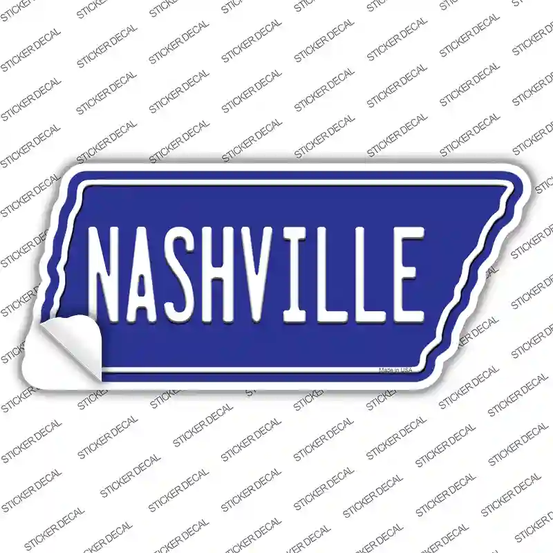 Nashville Blue Novelty Tennessee Shape Sticker Decal