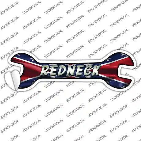 Redneck With Confederate Flag Novelty Wrench Sticker Decal