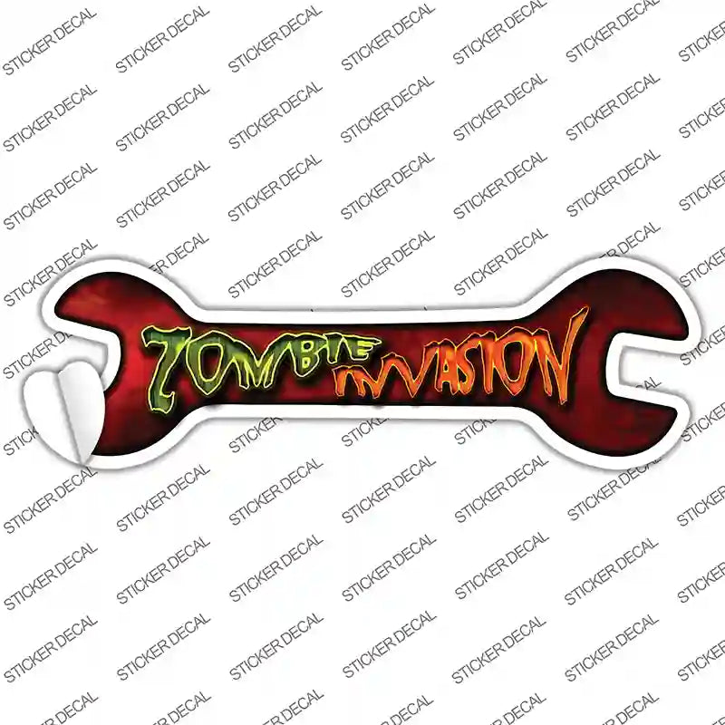 Zombie Invasion Novelty Wrench Sticker Decal