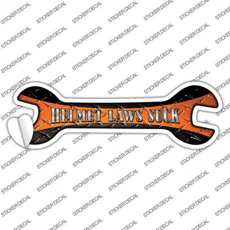 Helmet Laws Suck Novelty Wrench Sticker Decal