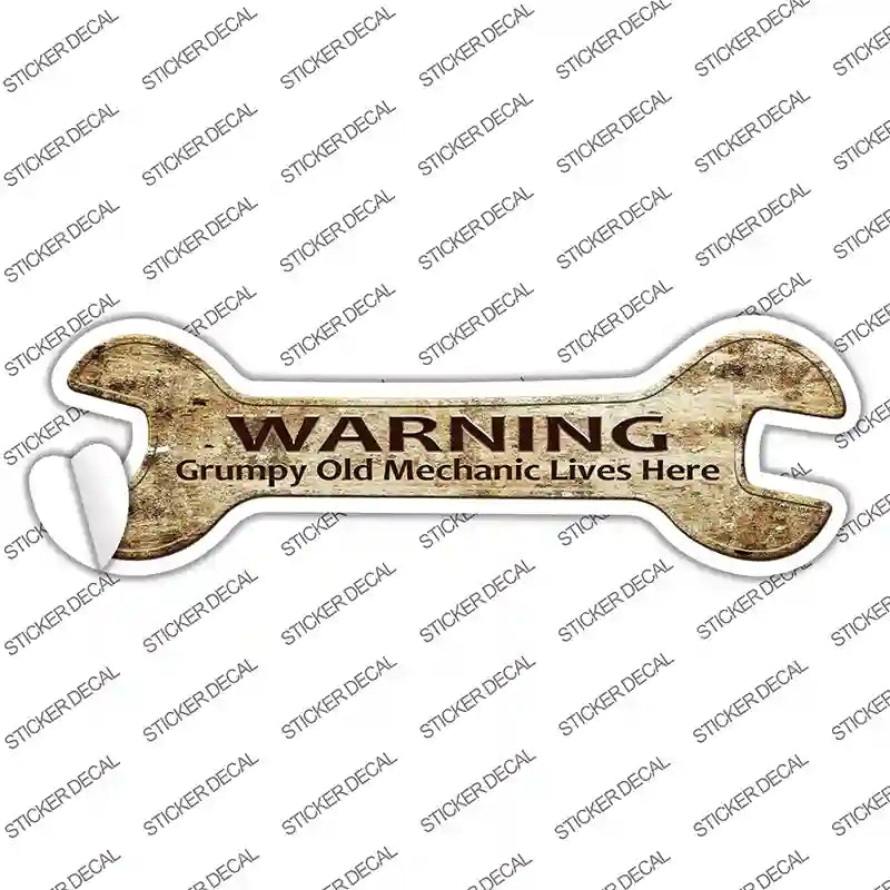 Grumpy Old Mechanic Novelty Wrench Sticker Decal