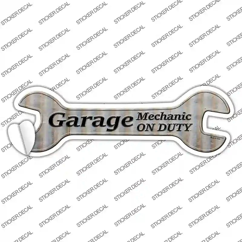 Garage Mechanic On Duty Novelty Wrench Sticker Decal