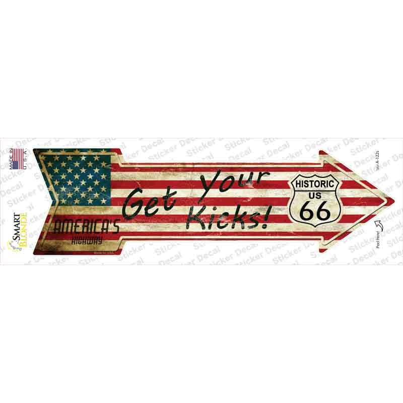American Flag Get Your Kicks Novelty Arrow Sticker Decal