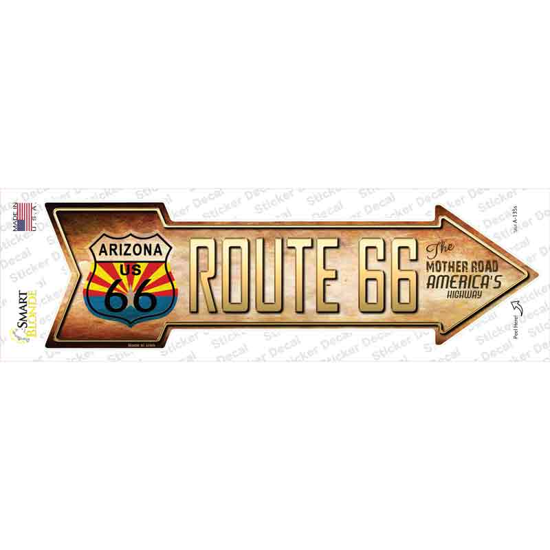 Route 66 Arizona Flag Novelty Arrow Sticker Decal