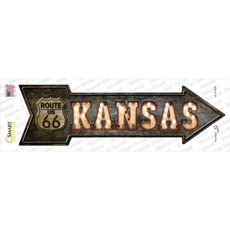 Kansas Route 66 Bulb Letters Novelty Arrow Sticker Decal