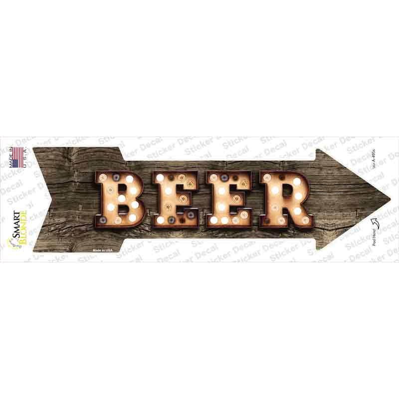 Beer Bulb Letters Novelty Arrow Sticker Decal