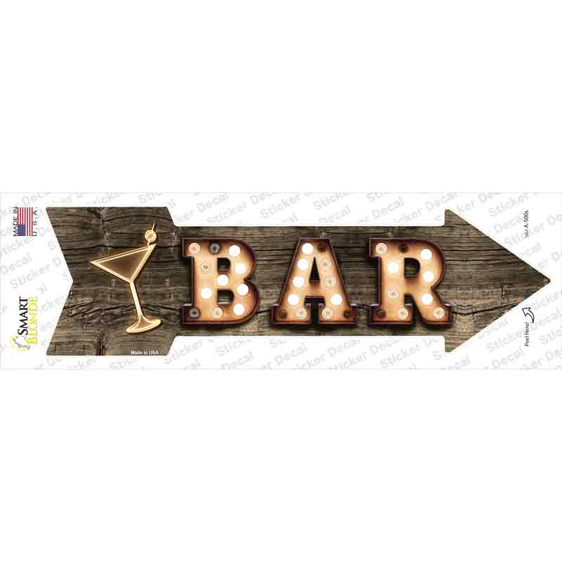 Bar With Cocktail Bulb Letters Novelty Arrow Sticker Decal