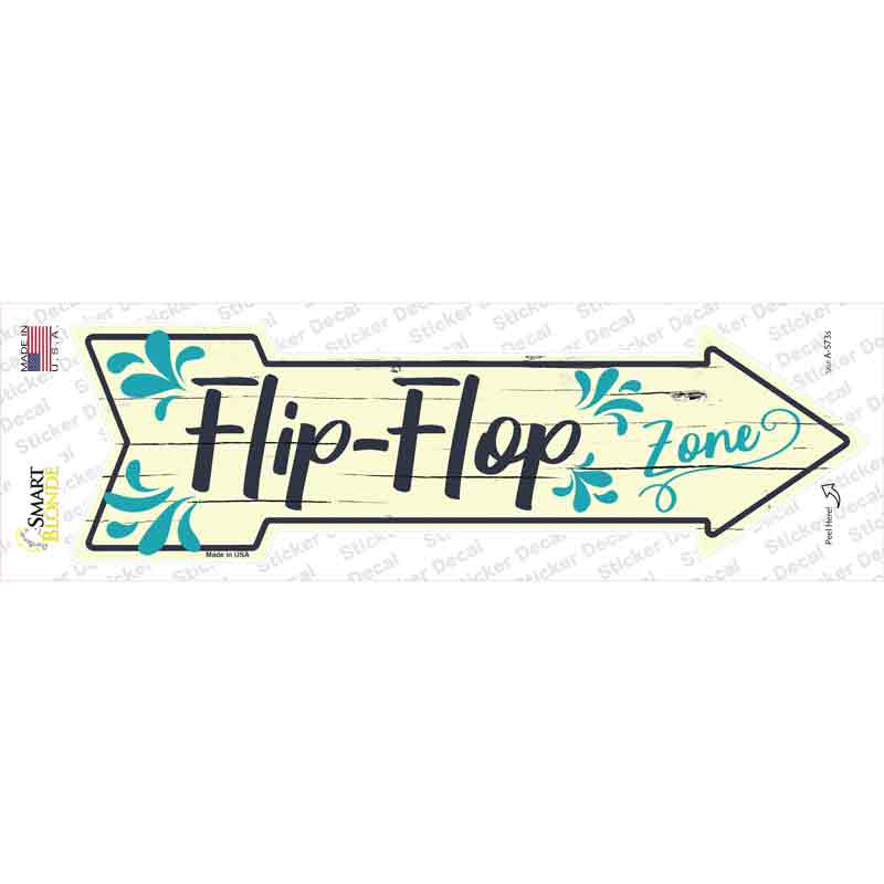 Blue Flip Flop Zone Novelty Arrow Sticker Decal