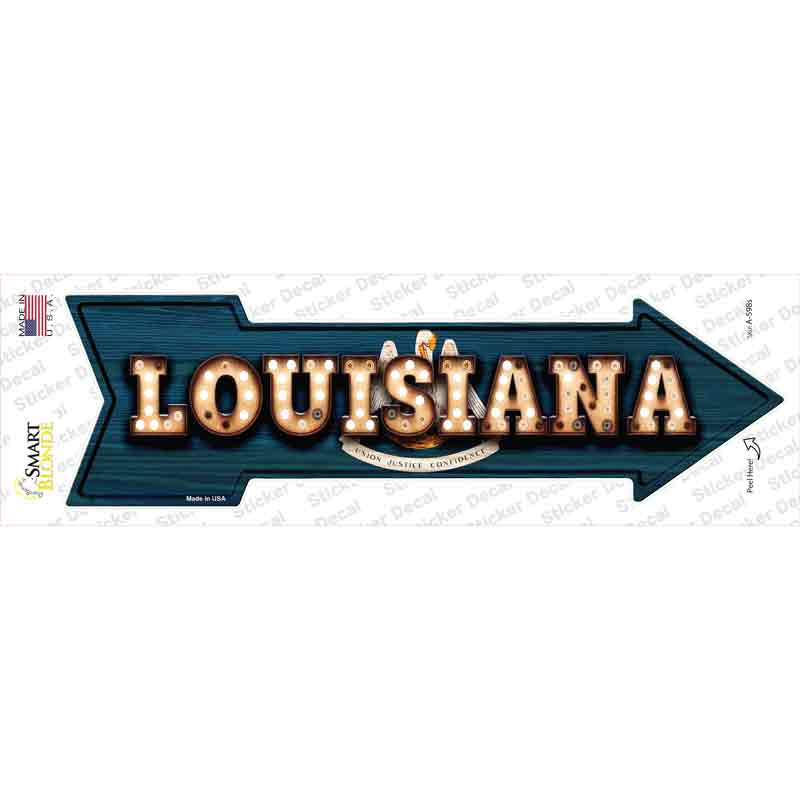 Louisiana Bulb Lettering Novelty Arrow Sticker Decal