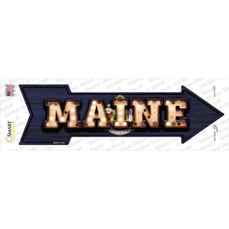 Maine Bulb Lettering Novelty Arrow Sticker Decal