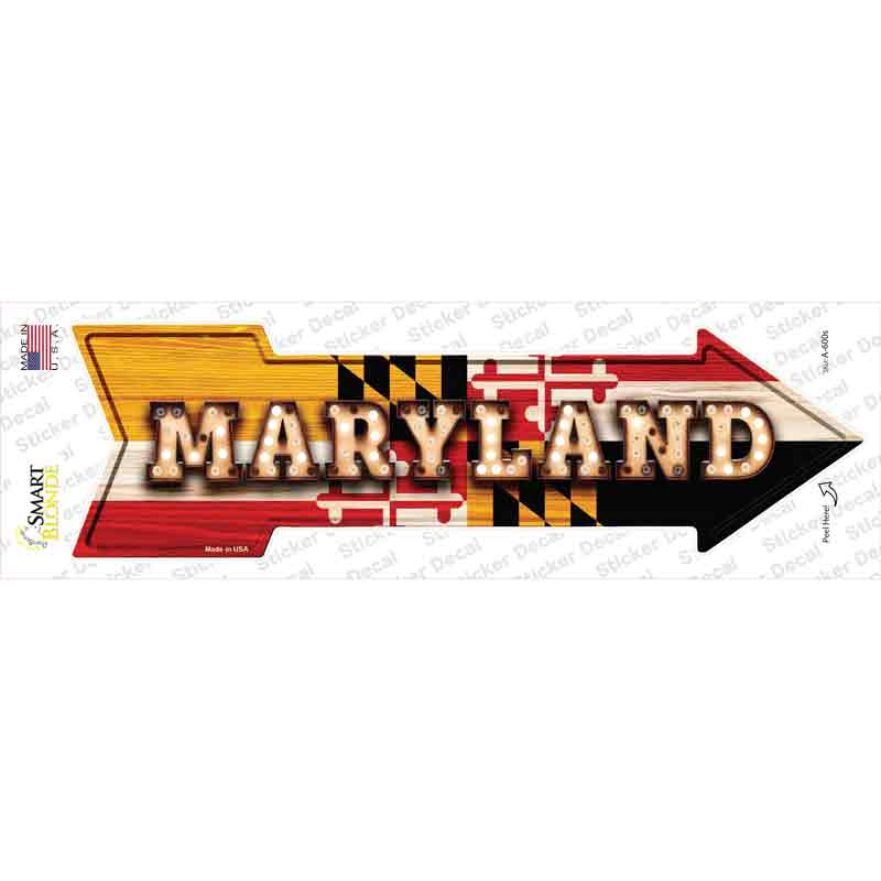Maryland Bulb Lettering Novelty Arrow Sticker Decal