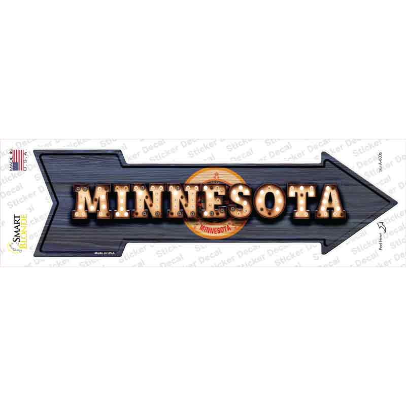 Minnesota Bulb Lettering Novelty Arrow Sticker Decal