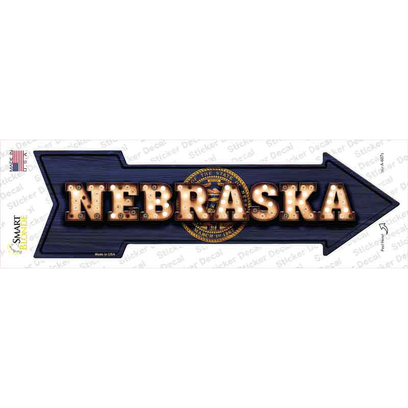 Nebraska Bulb Lettering Novelty Arrow Sticker Decal