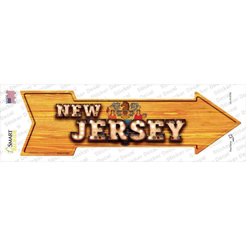 New Jersey Bulb Lettering Novelty Arrow Sticker Decal