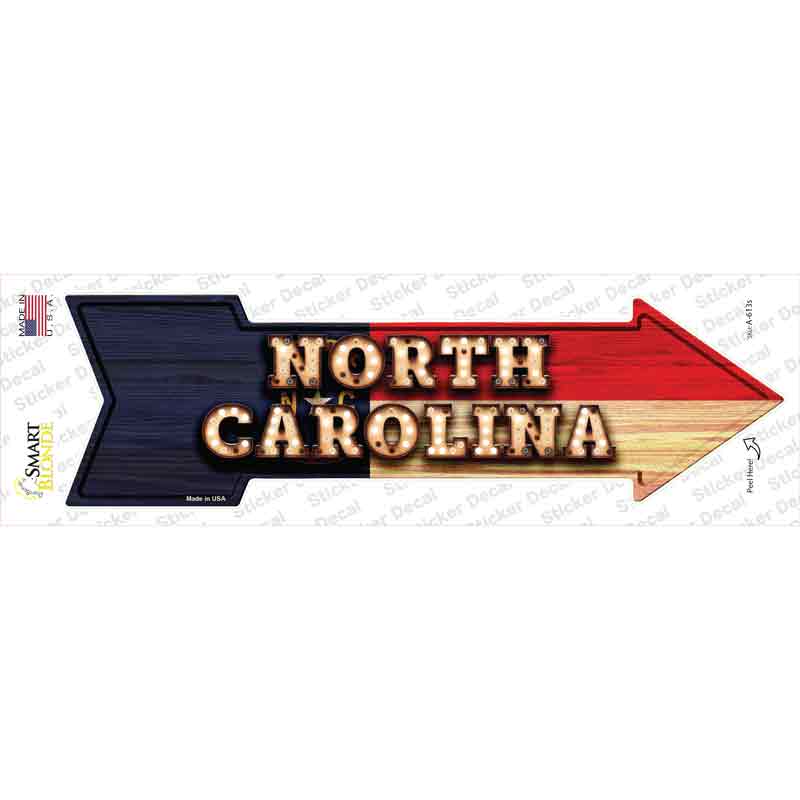 North Carolina Bulb Lettering Novelty Arrow Sticker Decal