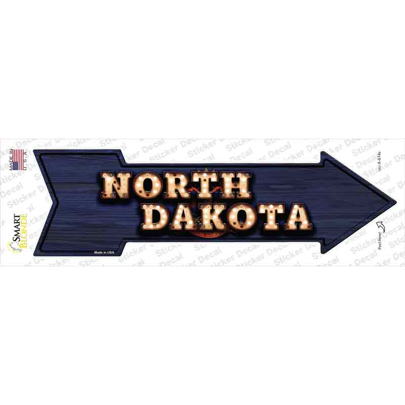 North Dakota Bulb Lettering Novelty Arrow Sticker Decal