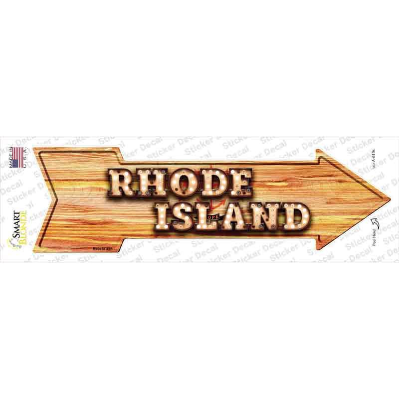Rhode Island Bulb Lettering Novelty Arrow Sticker Decal