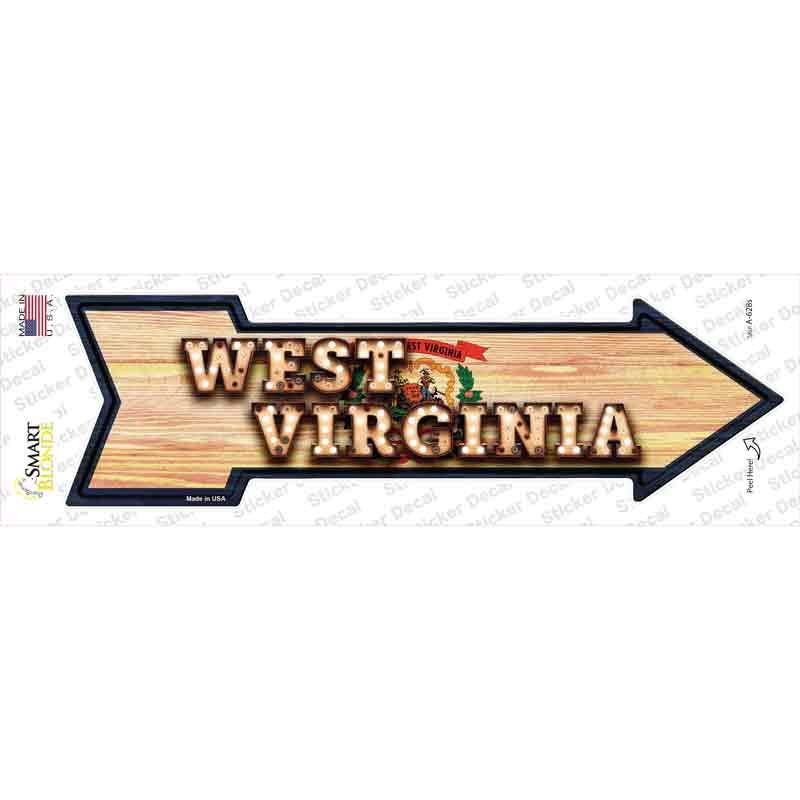 West Virginia Bulb Lettering Novelty Arrow Sticker Decal