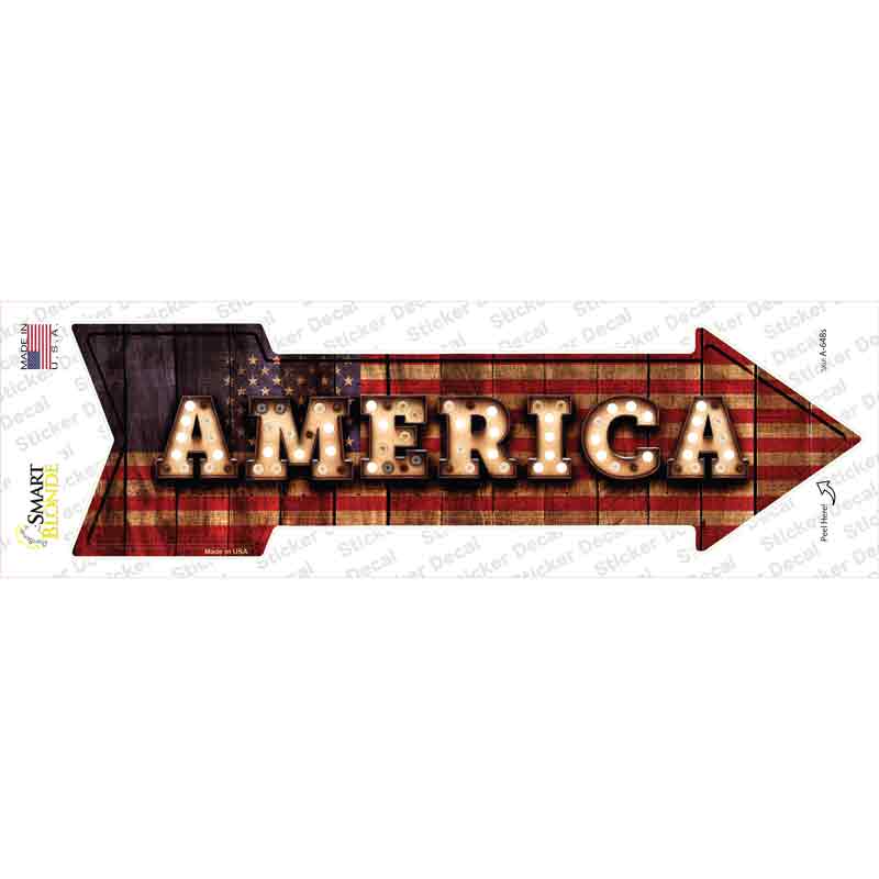 America Bulb Lettering Novelty Arrow Sticker Decal