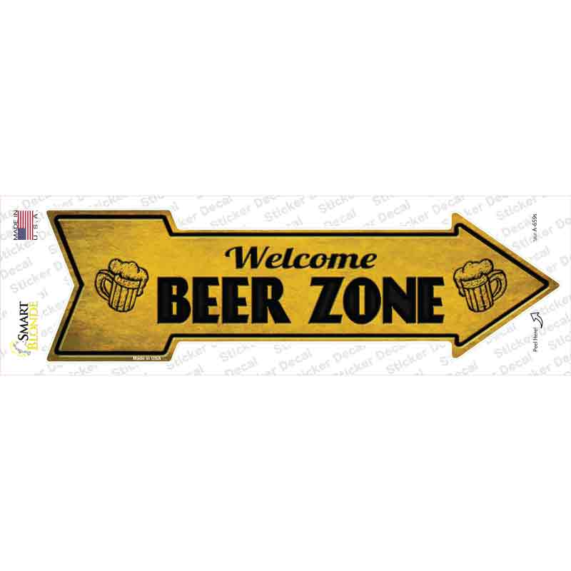 Welcome Beer Zone Novelty Arrow Sticker Decal