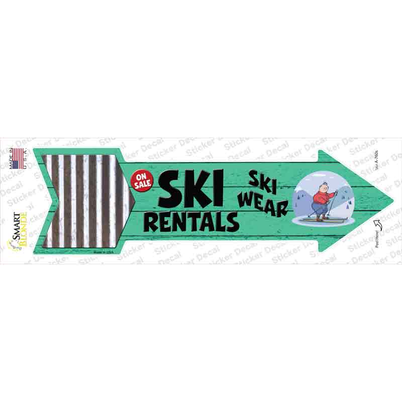Ski Rentals Novelty Arrow Sticker Decal
