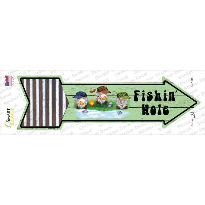 Fishing Hole Three Gnomes Novelty Arrow Sticker Decal