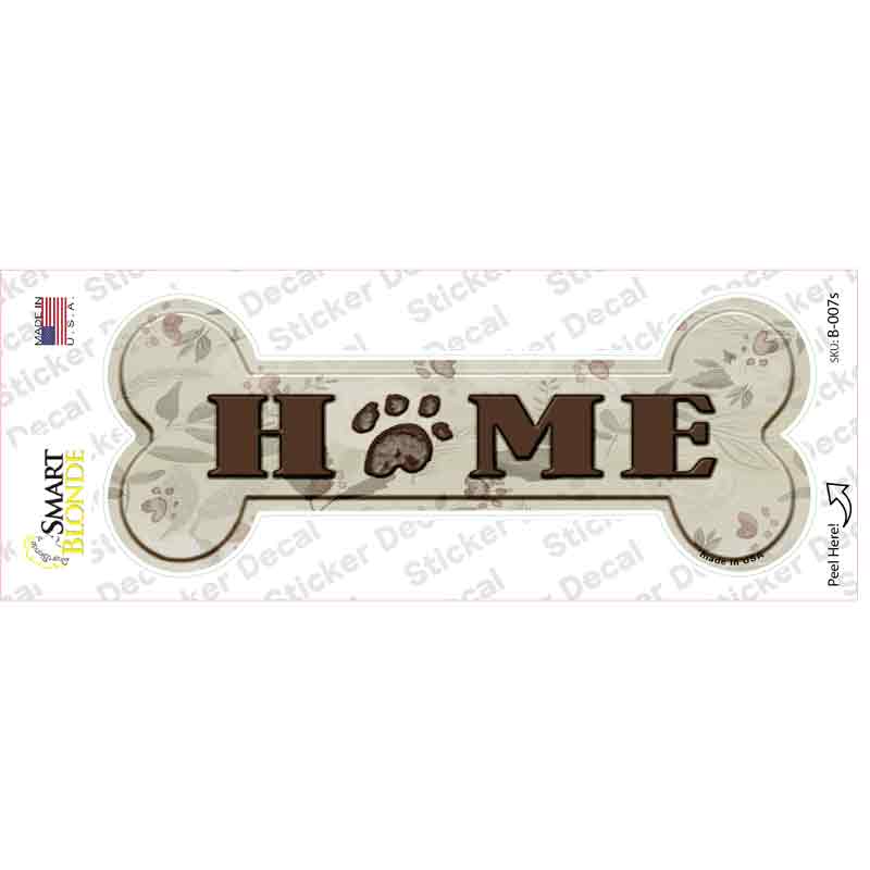 Home With Paw Print Novelty Bone Sticker Decal Small